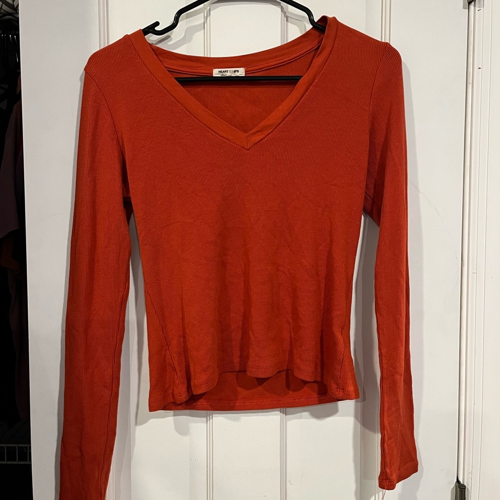 Orange long sleeve crop top. Fashion nova. Medium. Never worn.